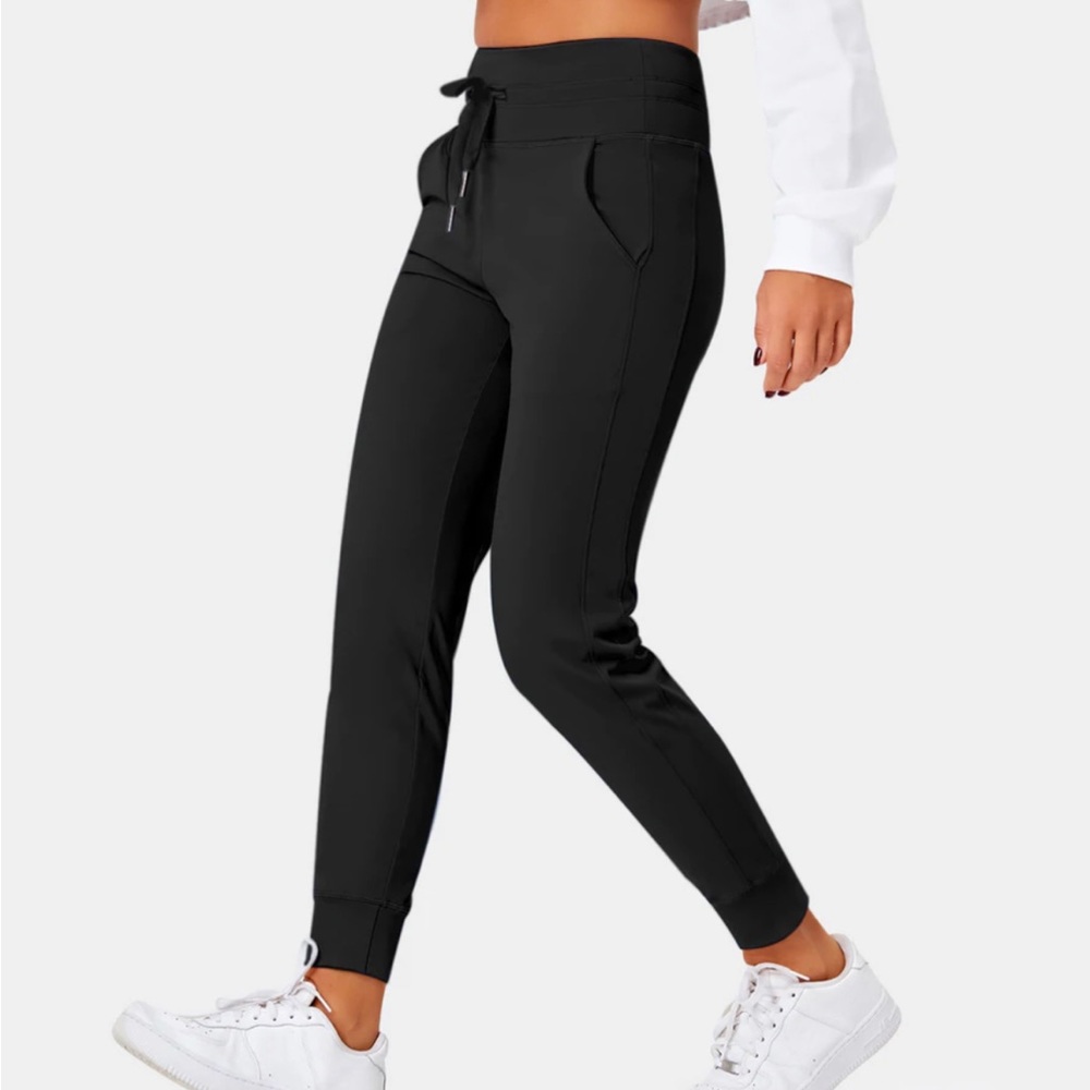 Cloudful® Air High Waisted Drawstring Side Pocket Plain Full Length Joggers